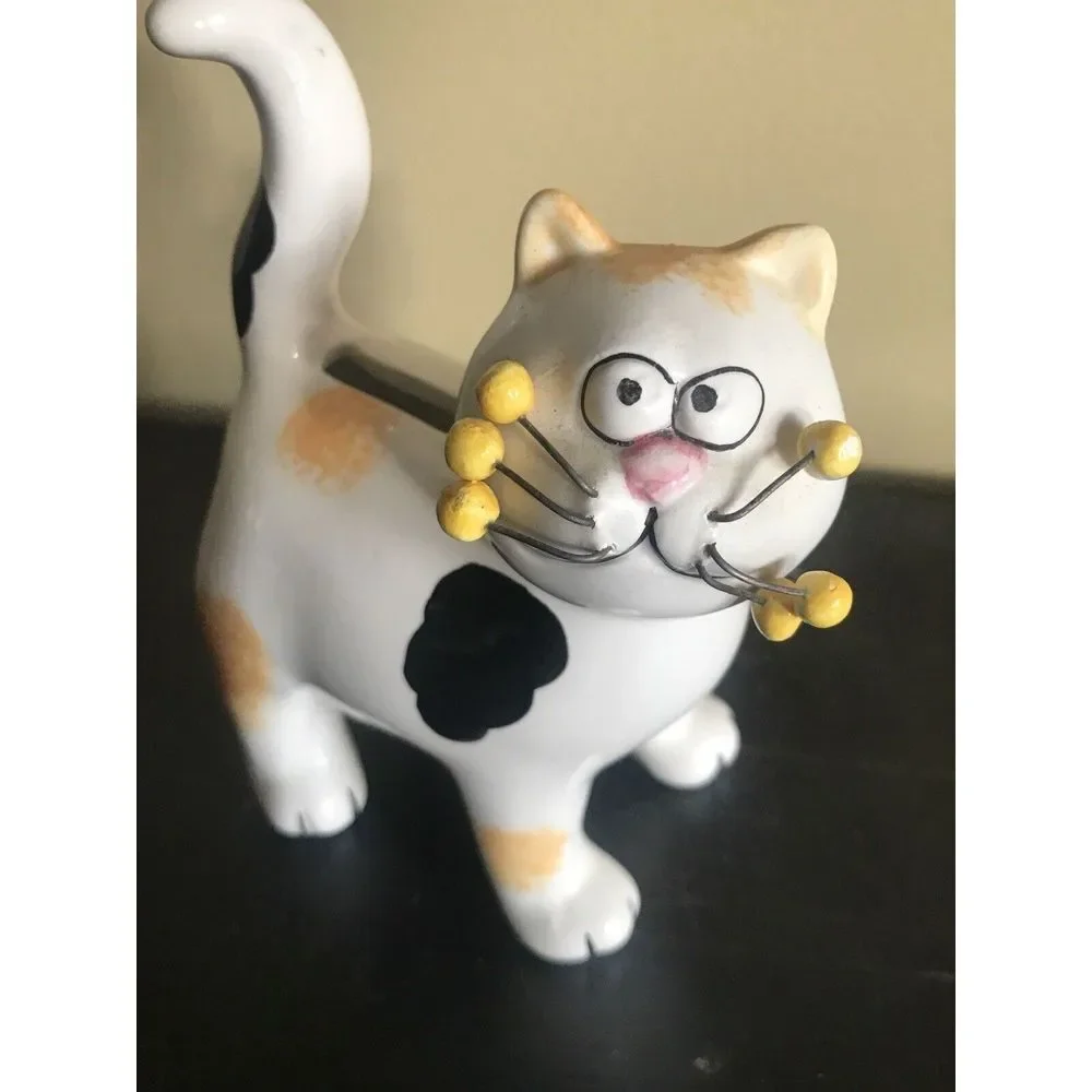 Ceramic Calico Cat Bank with Wire &‎ Ceramic Whiskers with Stopper